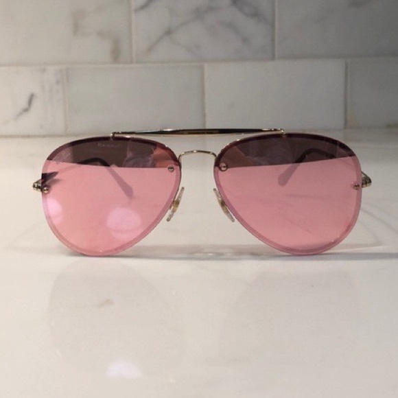 Ray Ban BLAZE Aviator Pink Mirrored Lens Gold Frame DISCONTINUED - Picture 2 of 9